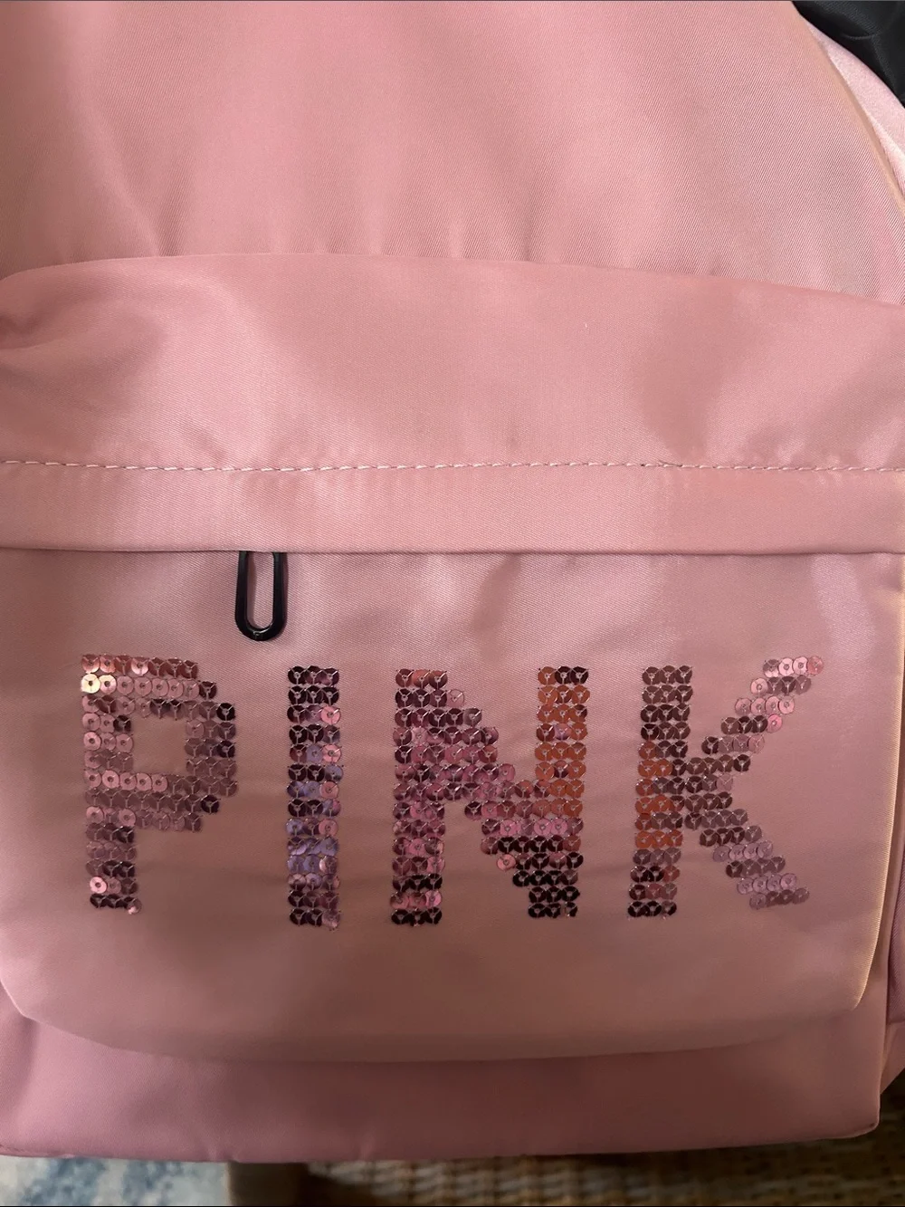 PINK Light Pink Sequin Logo Backpack